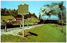 Baldwin Train #15 1916 2-8-0 next to Long Trail Hike Marker at Green Mountains