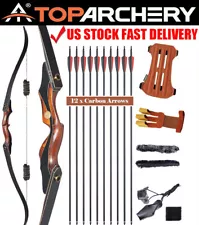 60" Archery Wooden Takedown Recurve Bow and Arrow Kit for Adult Outdoor Hunting