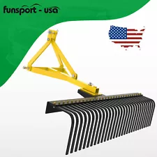 60'' 3 Point Landscape Rock Rake Fit For Category 1 Compact Tractors Loader