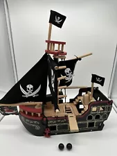 Le Toy Van Barbarossa Pirate Ship Set Premium Wooden Toys for Kids Ages 3 yea...