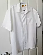 Steve Harvey White 100% Linen Button Down Short Sleeve Shirt