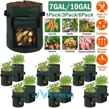 1-6x 7 10 Gallon Planting Growing Bags Potato Tomato Garden Plant Pots Container