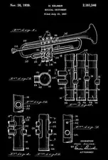 1939 - Trumpet - Musical Instrument - H. Selmer - Patent Art Magnet