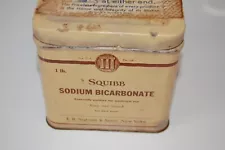 Vintage 1 Pound Squibb Sodium Bicarbonate Empty Tin