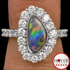 Estate 2.00cts Diamond Opal 18K Gold Halo Accent Engagement Ring 7.0 Grams NR