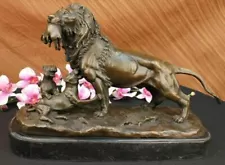 Vintage Victorian Bronze Repousse LION with Cubs Desk Top Trophy Sculpture Sale