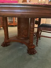 Holiday Sale !!! Tiger Eye Oak Dining Room Table with Six Chairs