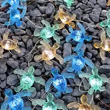 Beach Ocean Themed String of Sea Turtle Fairy Lights Decor 10ft 30 Tortoises