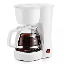 White Coffee Maker, 5-Cup Capacity,Compact Design, Auto Shut-Off, Free Shipping"