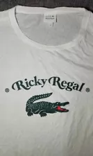 lacoste Ricky Regal Bruno Mars Collab t shirt Loose Neck ShortSleeve White XLarg