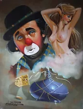 "Genie in a Bottle" by Chuck Oberstein Clowns Magic Original 24x18