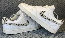 Nike Court Vision Low White Swoosh Cheetah Print Women's Size 10