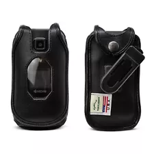 Kyocera DuraXE Epic Black Leather Case with Ratcheting, Removable Belt Clip