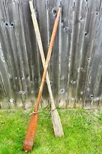 Antique Distressed Wooden Oars Pair Rare Collectible