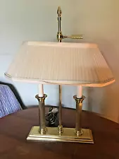 Vintage Baldwin Polished Brass Bouillotte Style Table Lamp with original shade