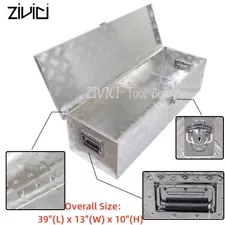 39"X13"X10" ALUMINUM SILVER PICKUP TRUCK TRUNK BED TOOL BOX TRAILER STORAGE+LOCK