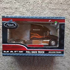 MACK PULL BACK TOY TRUCK BULLDOG TOUGH RAWHIDE MID RISE SLEEPER BLACK ORANGE new