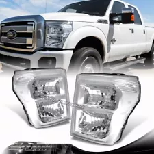 For 2011-2016 Ford F250/F350/F450 Super Duty Chrome Headlights W/Clear Reflector