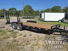 NEW 2024 7 x 20 14K Flatbed Heavy Duty Wood Deck Equipment Trailer w/ Dove Tail