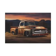 Custom 1955 Ford Pickup Truck on Canvas, rat rod, Art Print, gallery wrap photo