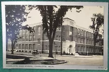 Estate Sale ~ Vintage Postcard - Charlotte High School, Charlotte, Michigan