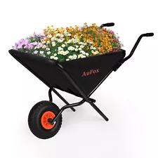 Collapsible Wheelbarrow, Foldable Yard Cart Easy Loading and Dumping Garden C...