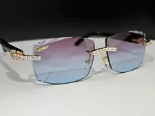 Cartier Glasses Unisex Buffalo Horns Buffs Clear Lens Eyewear Moissinite Wires