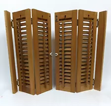 Vintage Wood Interior Bifold Louver Window Plantation Shutters 21.5" H x 24" W