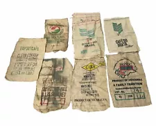 Lot of 10 x Burlap Coffee Sacks Brazil Guatemala Hawaii Honduras Nicaragua