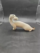 Vintage Lomonosov White Weasel Hermelin Porcelain Figurine Made In Russia