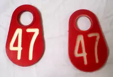 2 Vntg Ear Tags Cow Number Dairy Farm Cattle Sheep Marker 47 Double Side Crafts