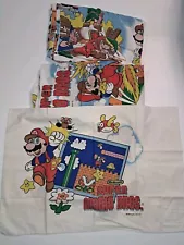 Vintage Nintendo Super Mario & Zelda Twin Bed Sheets Set & Pillow Case 1988