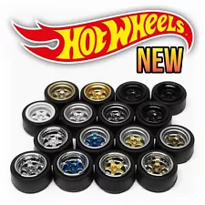 1/64 Scale WORK MEISTER 5 SPOKE Real Rider Wheels Rims Tires Set for Hot Wheels