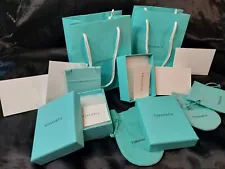 Authentic Tiffany Co. EMPTY gift bags, etc. Classic Tiffany ribbons included.