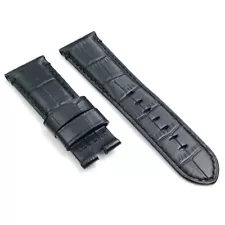 24mm Black Calf Leather Soft Deployment Strap Watchband for PAM RADIOMIR LUMINOR