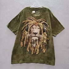 The Mountain Men T-Shirt 2XL Brown Acid Wash Manimals Lion Graphic Tee