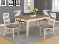 NEW Rustic Dining Table (60"x36") Transitional Oak and White Chalk & Chairs