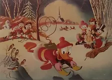 CARL BARKS DONALD DUCK PHOTOPRINT "WINTER WONDERLAND", 19x14" 1980s NEW MINT