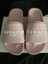 Givenchy Pink Platform Rubber White Logo Slide On Pool Sandal Flat Size 40