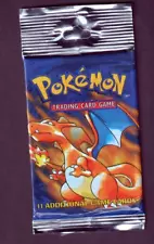 1999 Pokemon Base Set Long Booster Pack Opened with 8 cards Charizard art