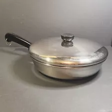 Vintage Revere Ware 1801 - 10" Fry Pan Skillet w/ Lid - Tri-Ply Disk 91h Clinton