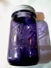 BALL PURPLE MASON JAR ~Antique WIDE MOUTH PRESTO Glass Lid ~ QUART Canning Fruit