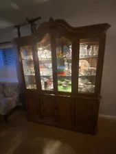 Rustic Solid Wood Glass Door Dining Room Hutch