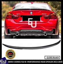 FOR BMW 4 SERIES COUPE F32 REAR BOOT LIP SPOILER M PERFORMANCE STYLE GLOSS BLACK