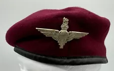 Vintage British Army Airborne Paratrooper Beret Maroon Cap Hat Uniform Badge