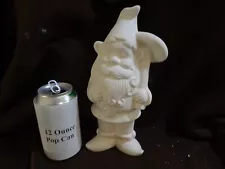 E703 - Ceramic Bisque 9.5" Standing Gnome Holding Mushroom - Ready to Paint