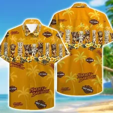 HOT SALE! Funny Tiki Aloha MOTOR Harley-Davidson Hawaiian Shirt Printed 3D S-5XL