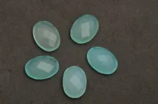 Aqua Chalcedony 10x14mm Oval Cut Untreated Loose Gemstone for sale 10 Pieces