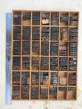 Vintage Wood Letterpress Type - lot in tray