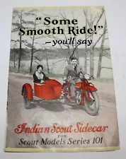 ORIGINAL 1928 INDIAN SCOUT MOTORCYCLE 101 SIDE CAR SALES BROCHURE